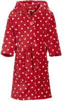 Playshoes fleece badjas Dots met stip dessin rood/wit