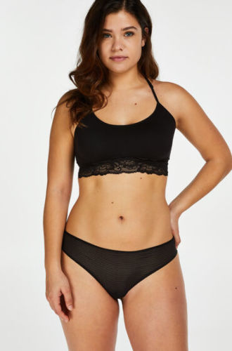 Hunkemöller Invisible string Stripe mesh Zwart