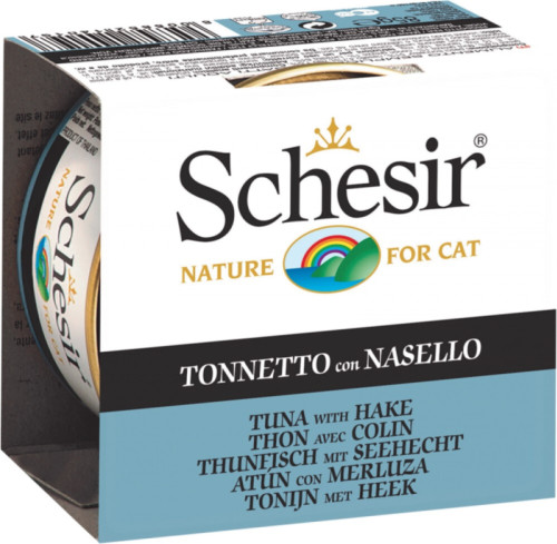 Schesir Katten Natvoer Blik Jelly Tonijn en Hake 85 gr