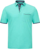 Jan Vanderstorm loose fit polo Plus Size MELKER met contrastbies turquoise