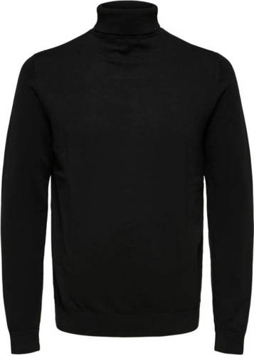 SELECTED HOMME fijngebreide coltrui zwart
