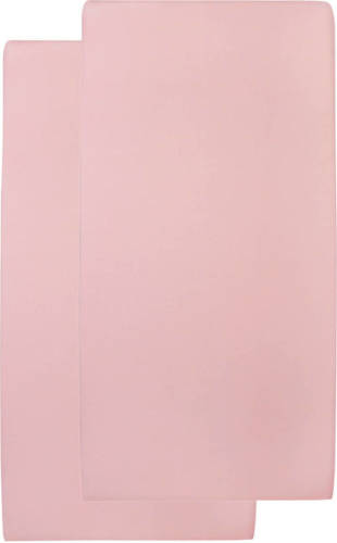 Meyco katoenen hoeslaken wieg 40x80/90 cm (set van 2) Oudroze