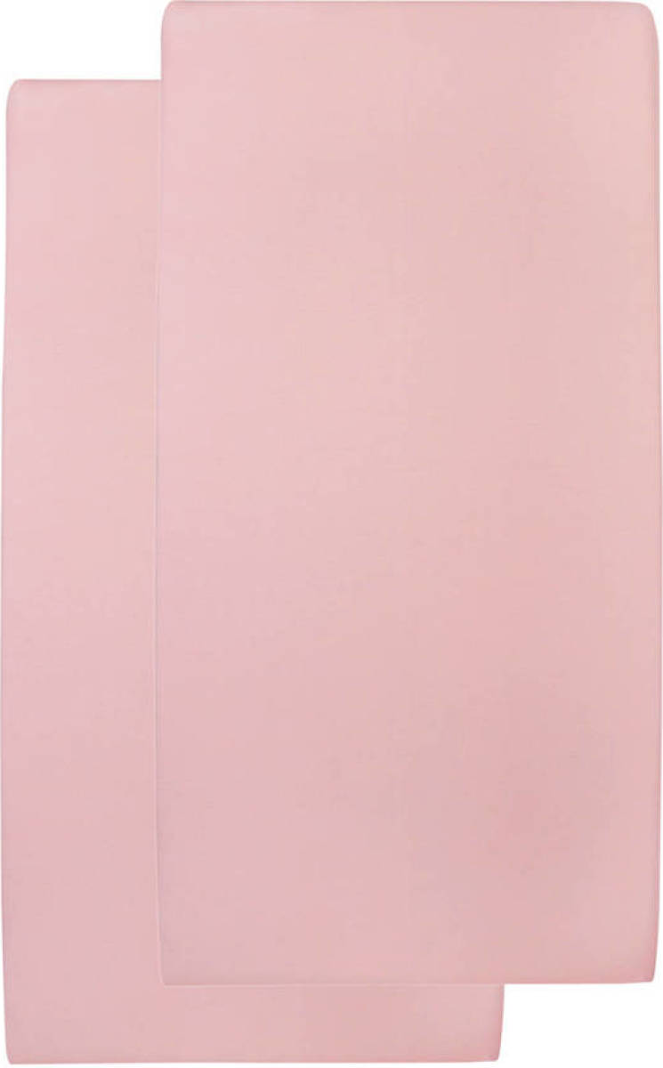 Meyco katoenen hoeslaken wieg 40x80/90 cm (set van 2) Oudroze