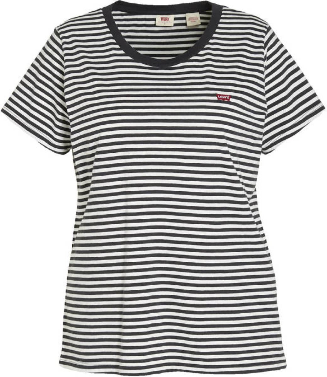 Levi's Plus gestreept T-shirt The Perfect Tee zwart/wit