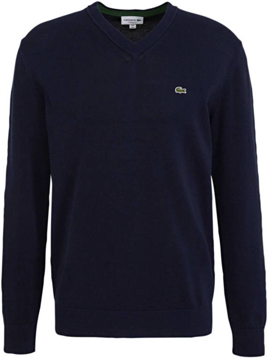 Lacoste fijngebreide trui donkerblauw