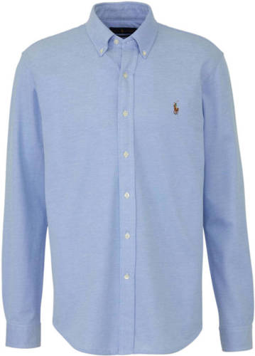 Polo ralph lauren gemêleerd regular fit overhemd lichtblauw