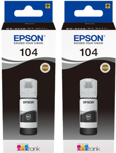 Epson 104 EcoTank Inktfles Duo Pack Zwart
