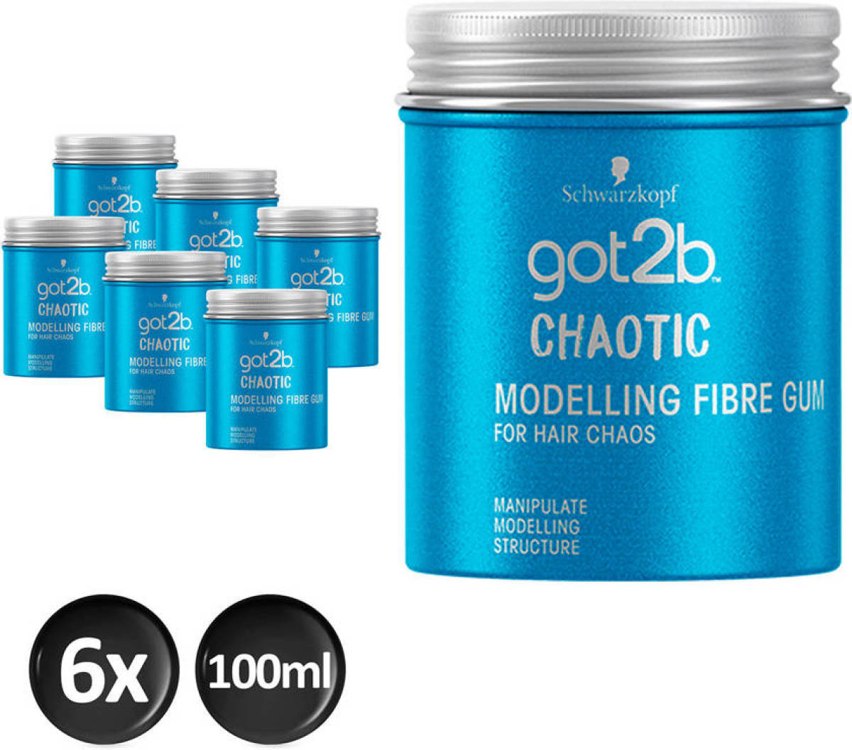 Schwarzkopf Got2b Chaotic Fibre Gum - 6x 100ml multiverpakking