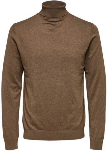 SELECTED HOMME fijngebreide coltrui bruin