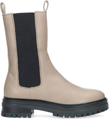 Manfield hoge leren chelsea boots taupe kopen? Kopen.nl