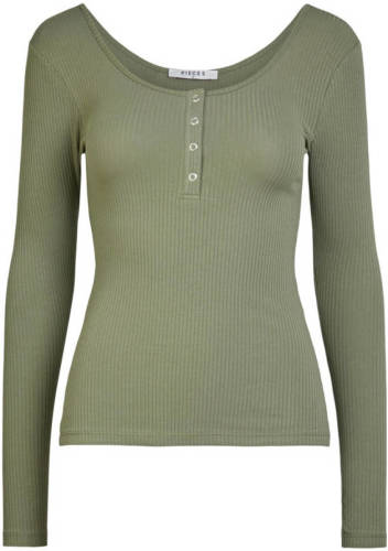 PIECES ribgebreide longsleeve met biologisch katoen zwart
