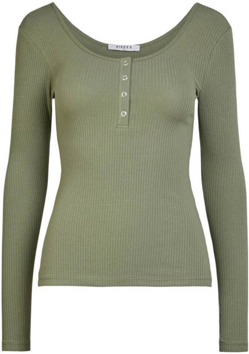 PIECES ribgebreide longsleeve met biologisch katoen zwart