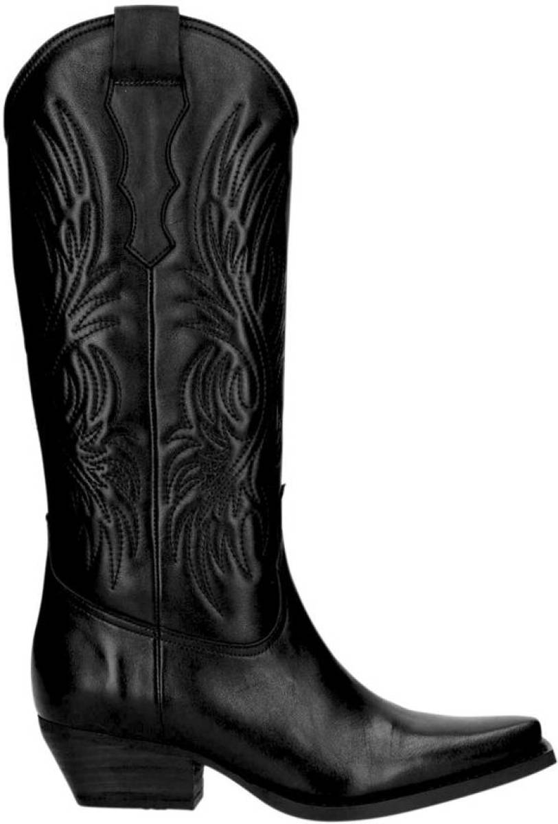 Sacha leren cowboylaarzen zwart
