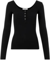 PIECES ribgebreide longsleeve met biologisch katoen zwart