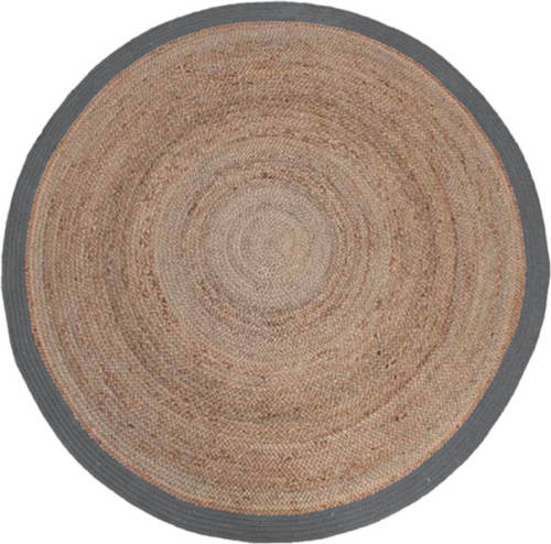 LABEL51 Vloerkleed rond 180 cm jute grijs