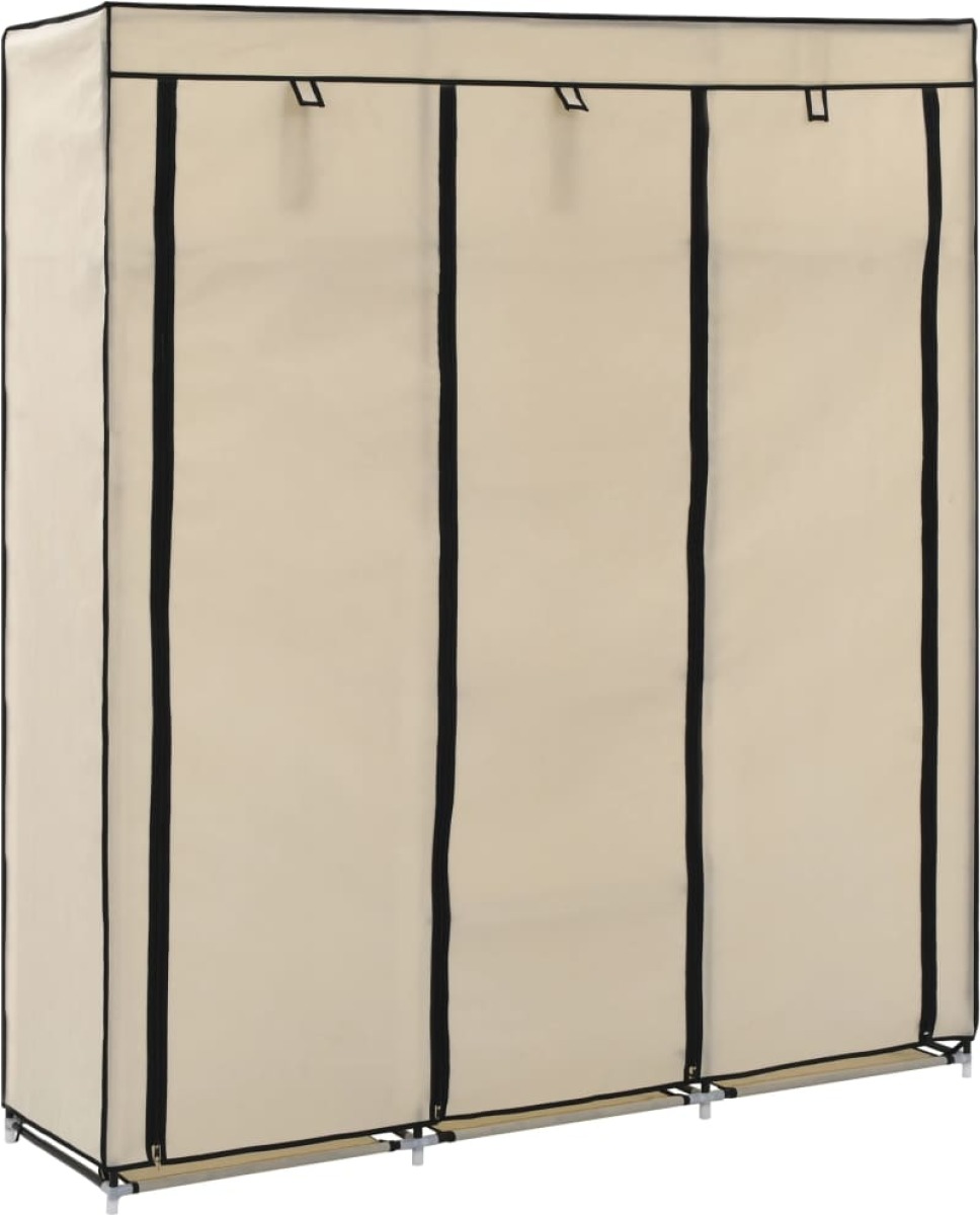 VidaXL Kledingkast met vakken en stangen 150x45x175 cm stof crème