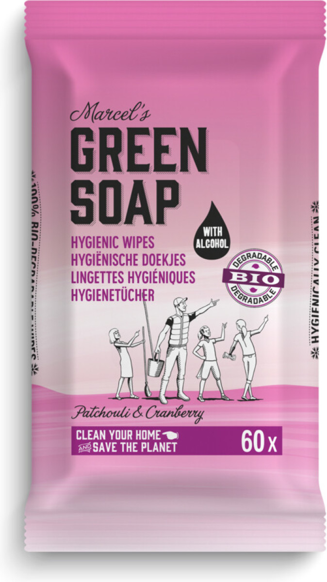 Marcel's Green Soap Schoonmaakdoekjes Patchouli&Cranberry 60 stuks