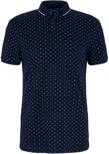 Tom tailor Denim regular fit polo met all over print donkerblauw