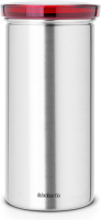 Brabantia voorraadbus voor 18 koffie- en theepads - Matt Steel FPP/Rood