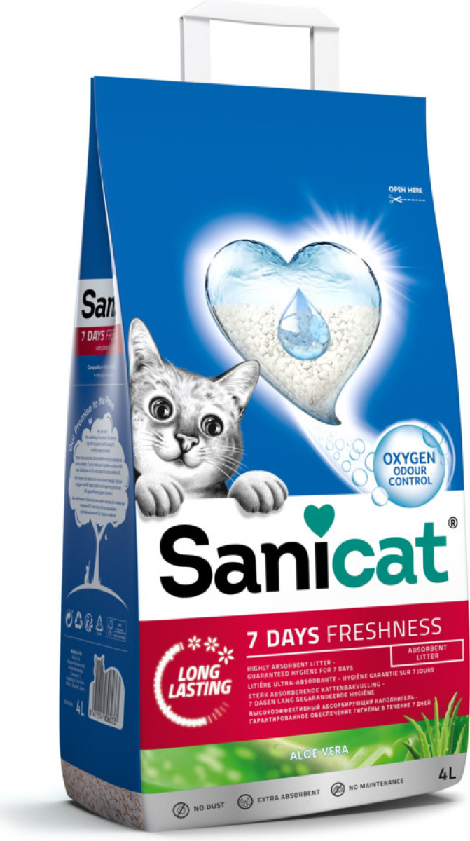 Sanicat Kattenbakvulling Aloë Vera 7 days 4 L