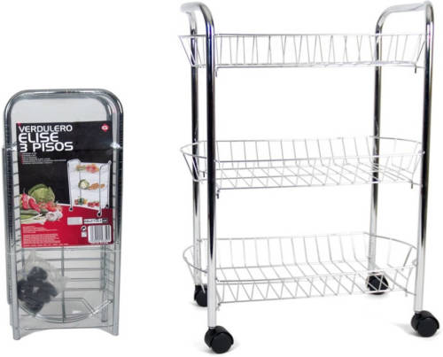 Gerimport - Metalen Keuken Trolley Wielen - Klassieke Roltafel - Serveerwagen - Kar - Serveer Wagen - 3 Manden
