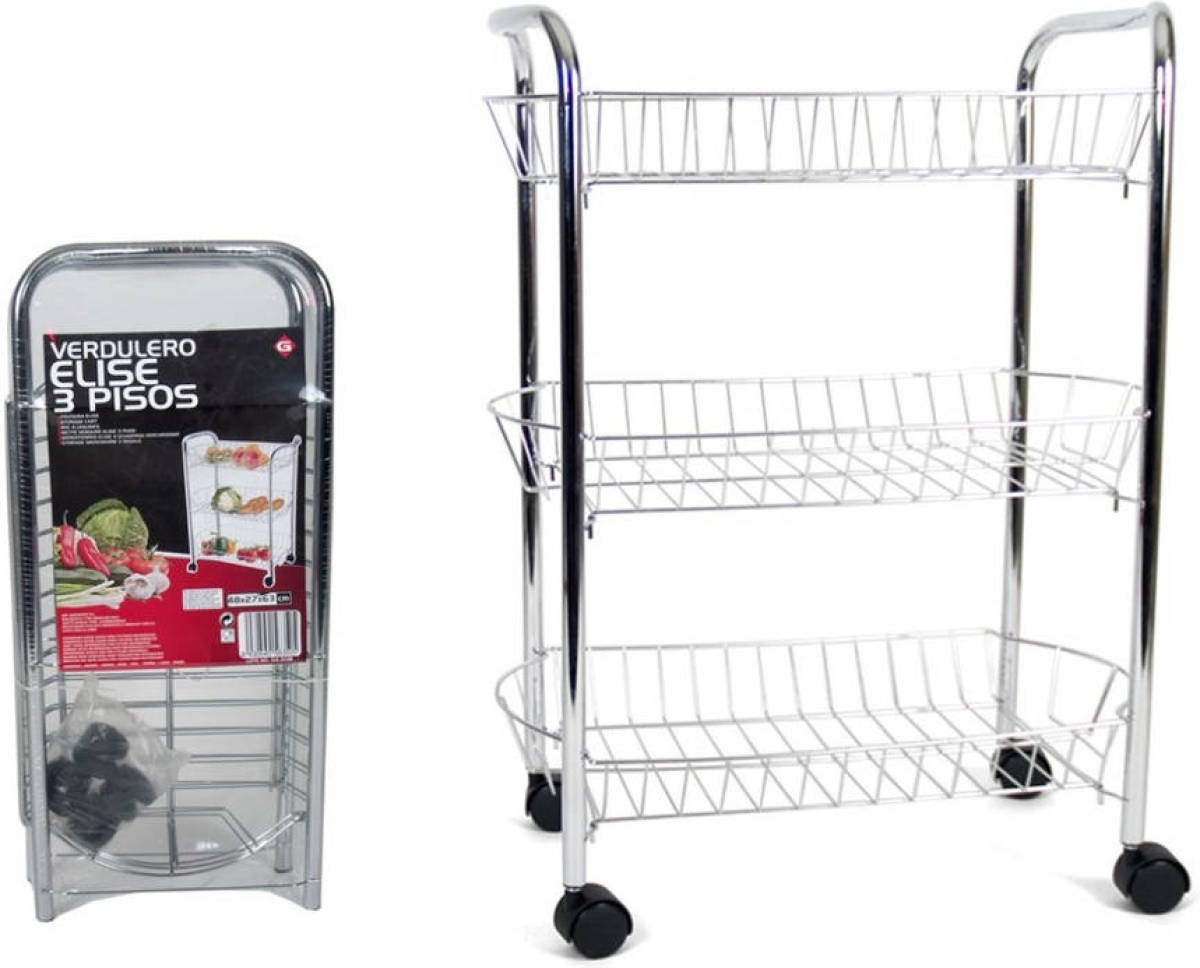 Gerimport - Metalen Keuken Trolley Wielen - Klassieke Roltafel - Serveerwagen - Kar - Serveer Wagen - 3 Manden
