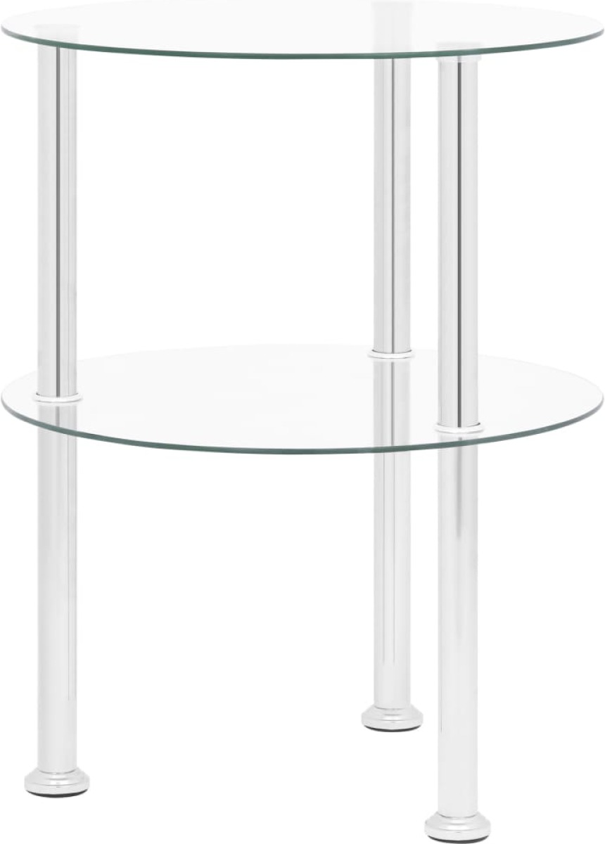 VidaXL Bijzettafel 2-laags 38 cm gehard glas transparant