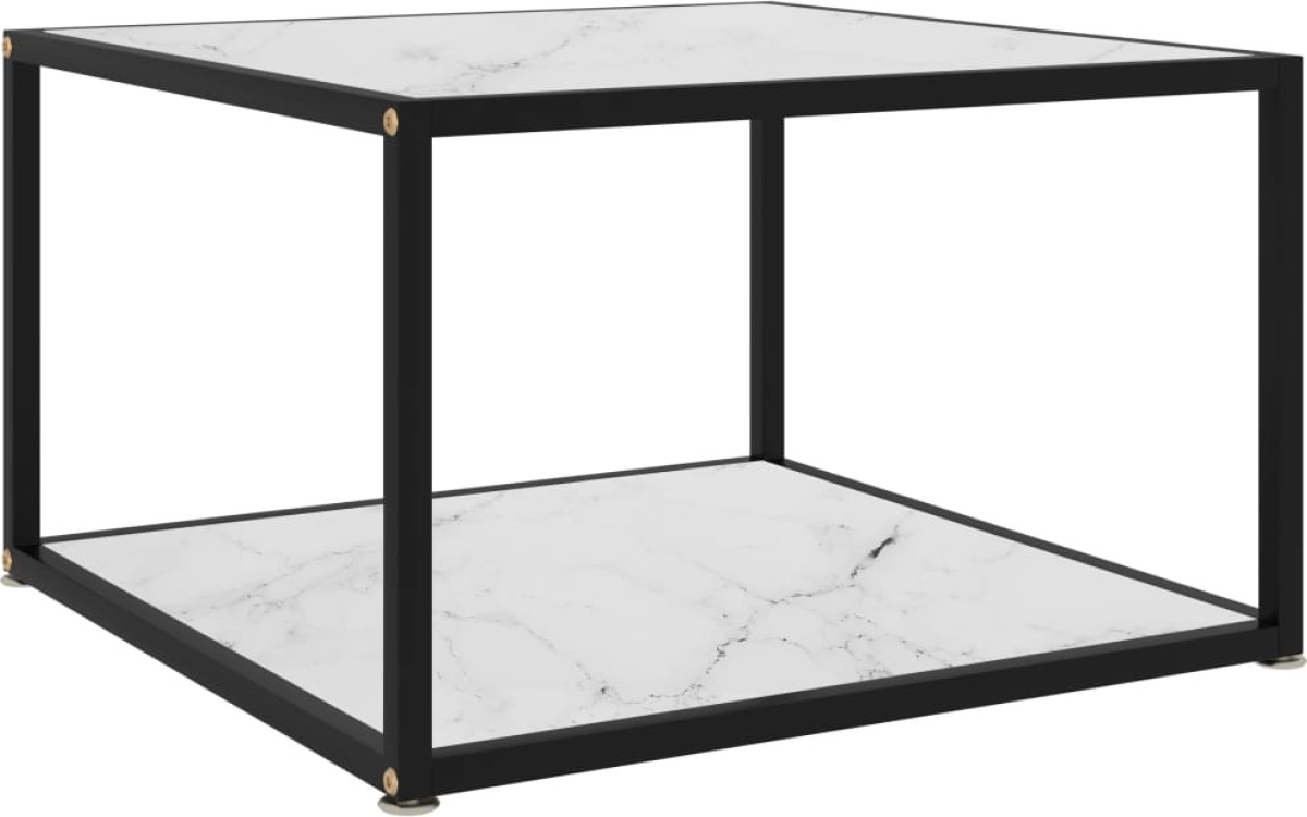 VidaXL Theetafel 60x60x35 cm gehard glas wit