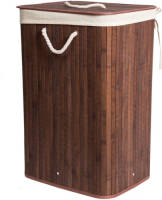 Decopatent Grote Bamboe Wasmand 1 vak met Deksel & stoffen Waszak - Bamboe wasbox