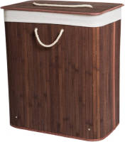 Decopatent Grote Bamboe Wasmand 2 vakken met Deksel & stoffen Waszak - Bamboe
