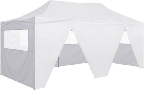 VidaXL Partytent met 4 zijwanden inklapbaar 3x6 m staal wit