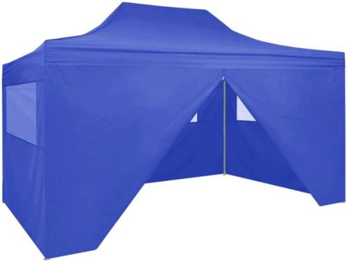 VidaXL Partytent met 4 zijwanden inklapbaar 3x4 m staal blauw