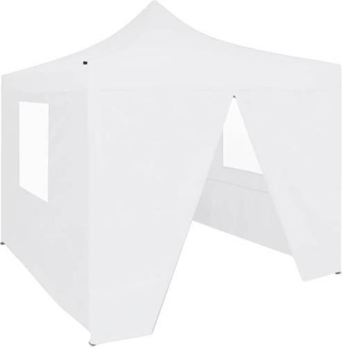 VidaXL Partytent met 4 zijwanden inklapbaar 2x2 m staal wit