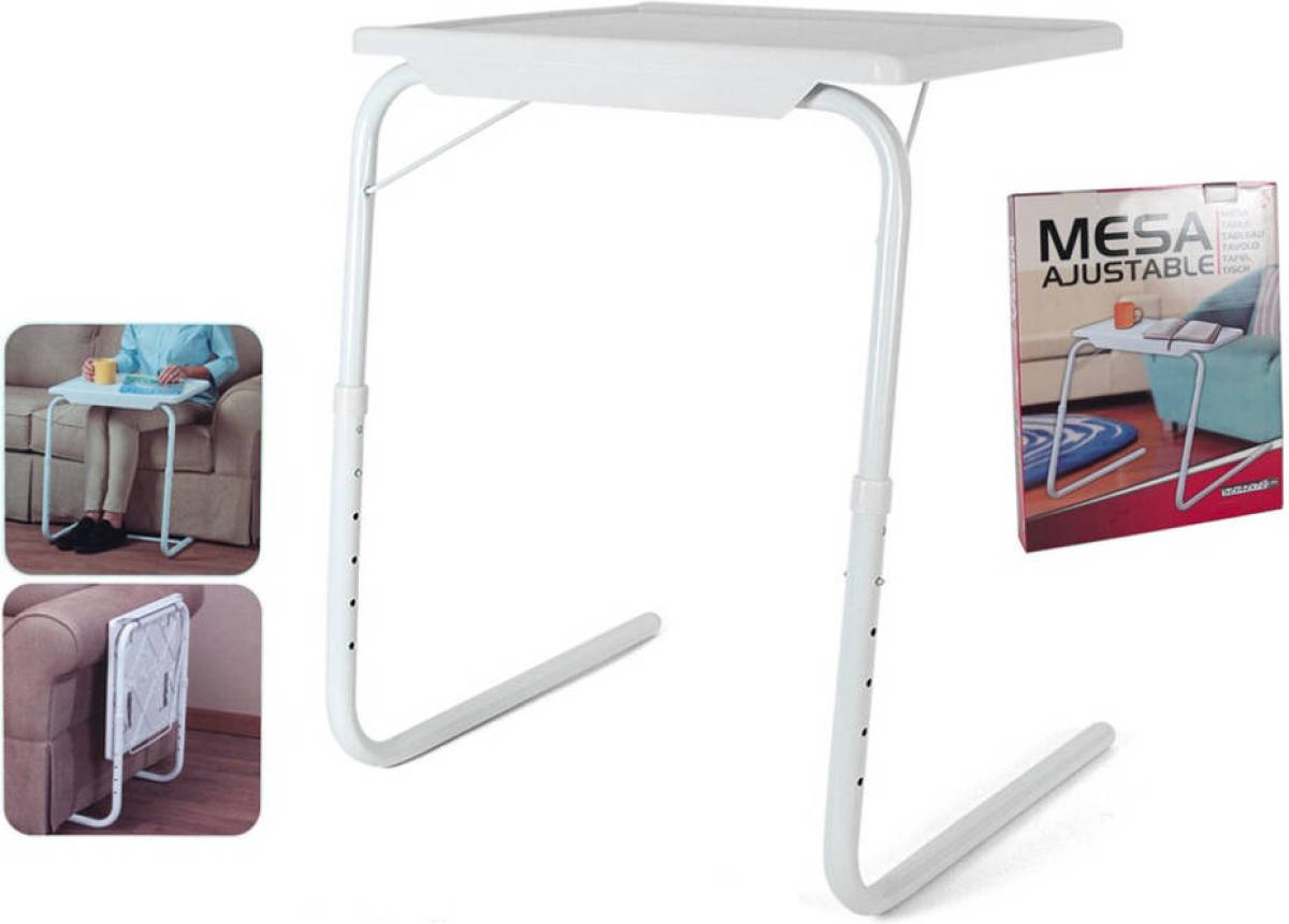 Gerimport - Multifunctionele inklapbare bijzettafel - 52x40x72cm - bedtafel - Laptoptafel - Inklapbaar