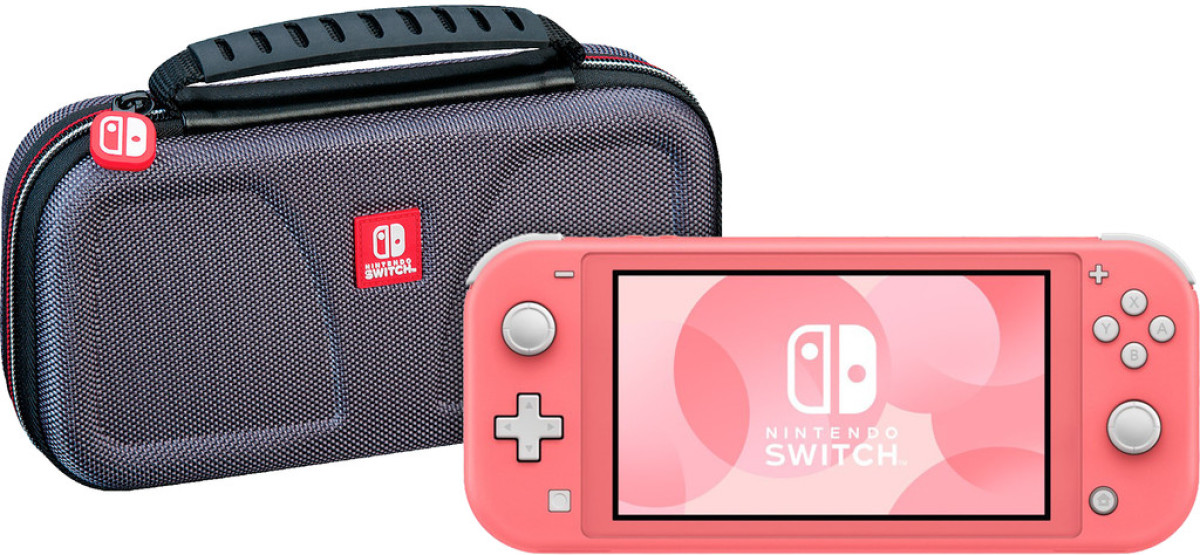 Nintendo Switch Lite Koraal + Bigben Officiële Nintendo Switch Lite Beschermtas