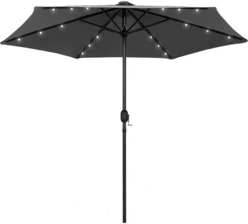 VidaXL Parasol met LED-verlichting en aluminium paal 270 cm antraciet