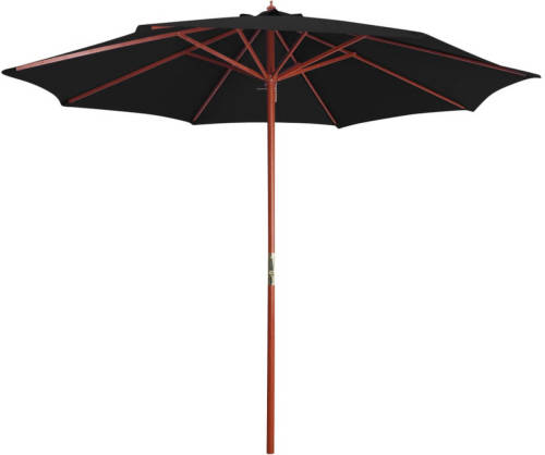 VidaXL Parasol met houten paal 300x258 cm zwart