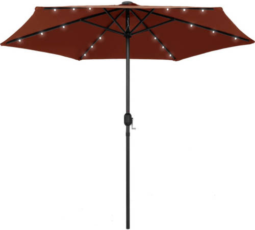 VidaXL Parasol met LED-verlichting en aluminium paal 270 cm terracotta