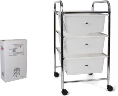 Gerimport - Multifunctionele keukentrolley met 4 laden - 58x36x36cm - Voorraad trolley - Verrijdbaar ladekast