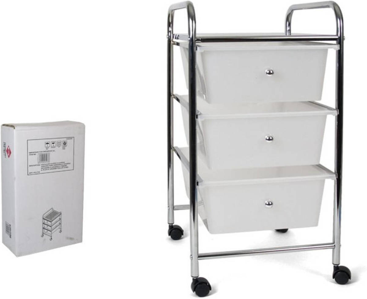Gerimport - Multifunctionele keukentrolley met 4 laden - 58x36x36cm - Voorraad trolley - Verrijdbaar ladekast