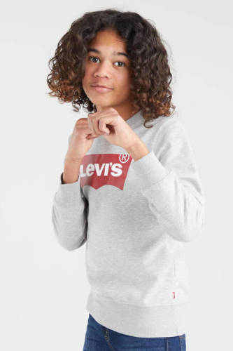 Levi's Kids sweater Batwing met logo grijs melange