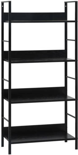 VidaXL Boekenkast met 4 schappen 60x27,6x124,5 cm spaanplaat zwart