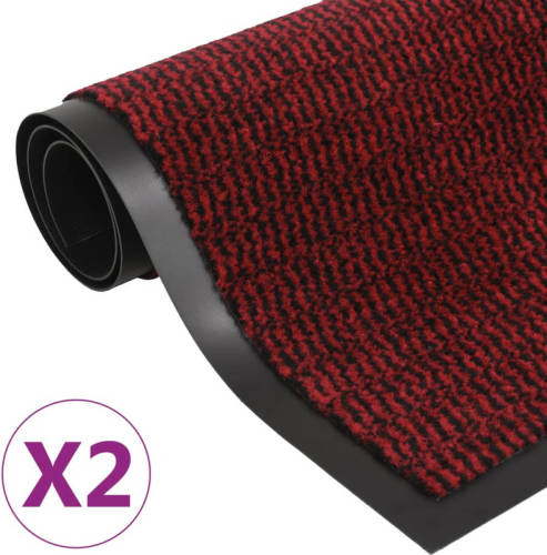 VidaXL Droogloopmatten 2 st rechthoekig getuft 90x150 cm rood