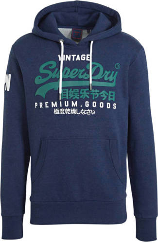 Superdry hoodie met logo donkerblauw