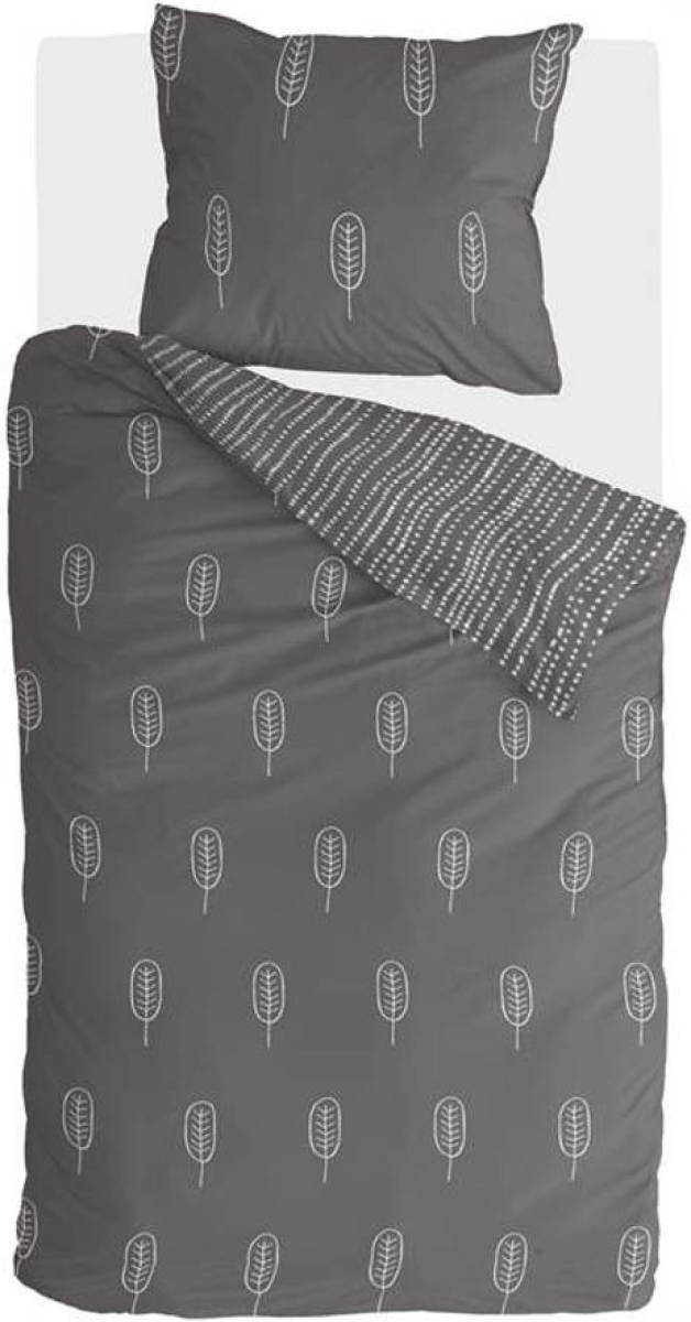 Walra Leave It dekbedovertrek - 1-persoons (140x200/220 cm + 1 sloop) - Flanel - Antraciet