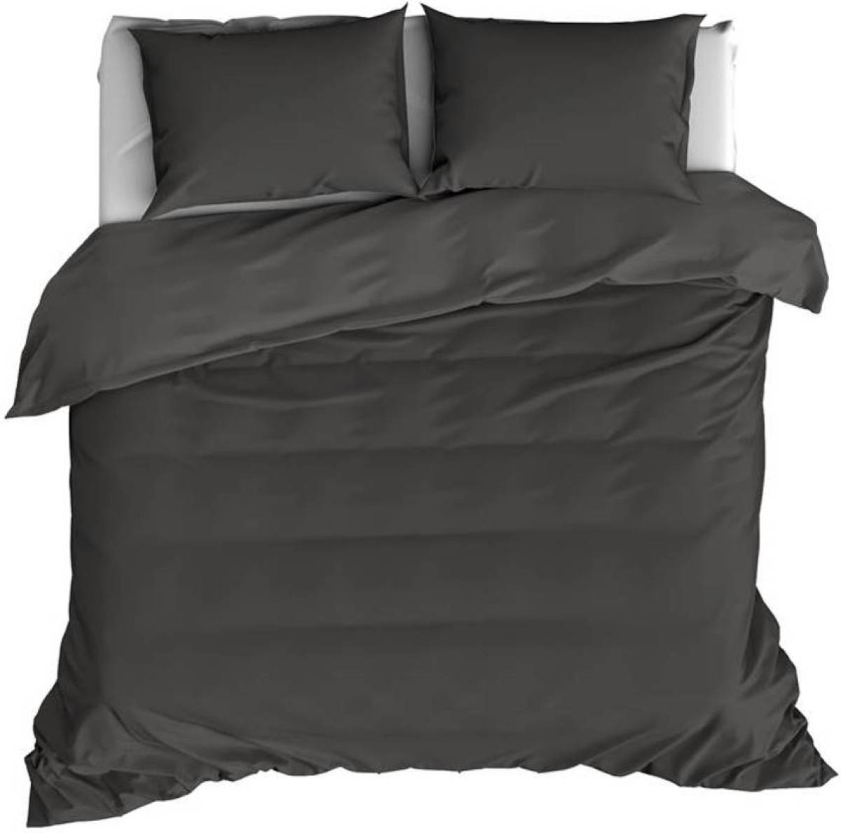 De Witte Lietaer Olivia dekbedovertrek - Lits-jumeaux (240x200/220 cm + 2 slopen) - Katoen satijn - Ebony