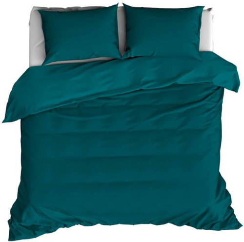 De Witte Lietaer Olivia dekbedovertrek - 1-persoons (140x200/220 cm + 1 sloop) - Katoen satijn - Lake Green