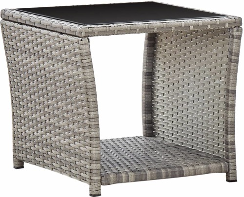 VidaXL Salontafel 45x45x40 cm poly rattan en glas grijs