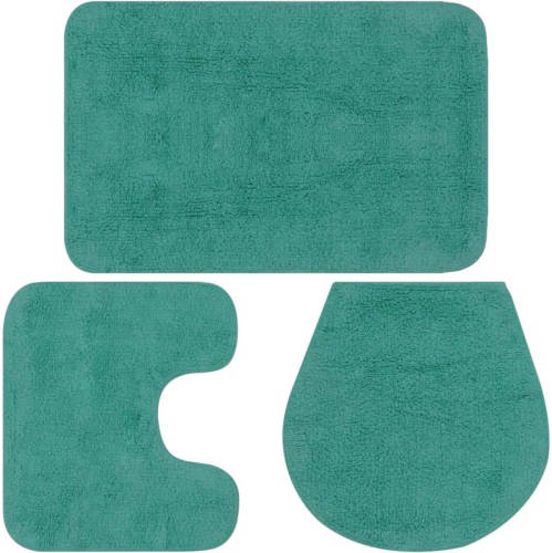 VidaXL Badmattenset stof turquoise 3-delig