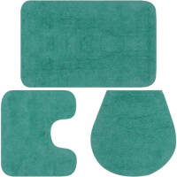 VidaXL Badmattenset stof turquoise 3-delig
